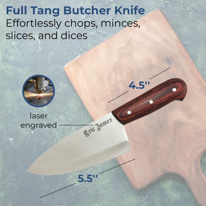 Personalized 10" Butcher Knife w/ Wood Handle - Image 2
