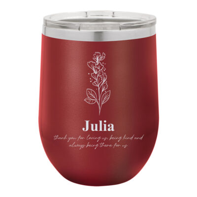 Personalized Flowers 12 oz. Vacuum Insulated Stemless Wine Tumbler