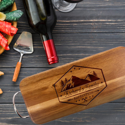Personalized Acacia Wood Rectangular Display Board - Expedition Design