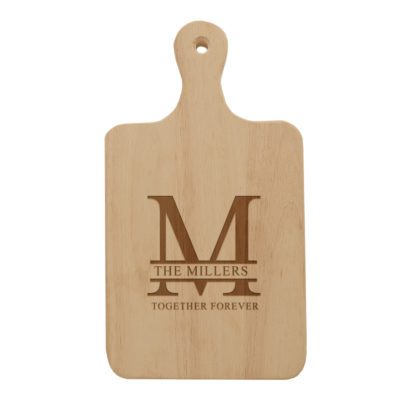 Personalized Monogram Rubberwood Serving Board w/ Handle