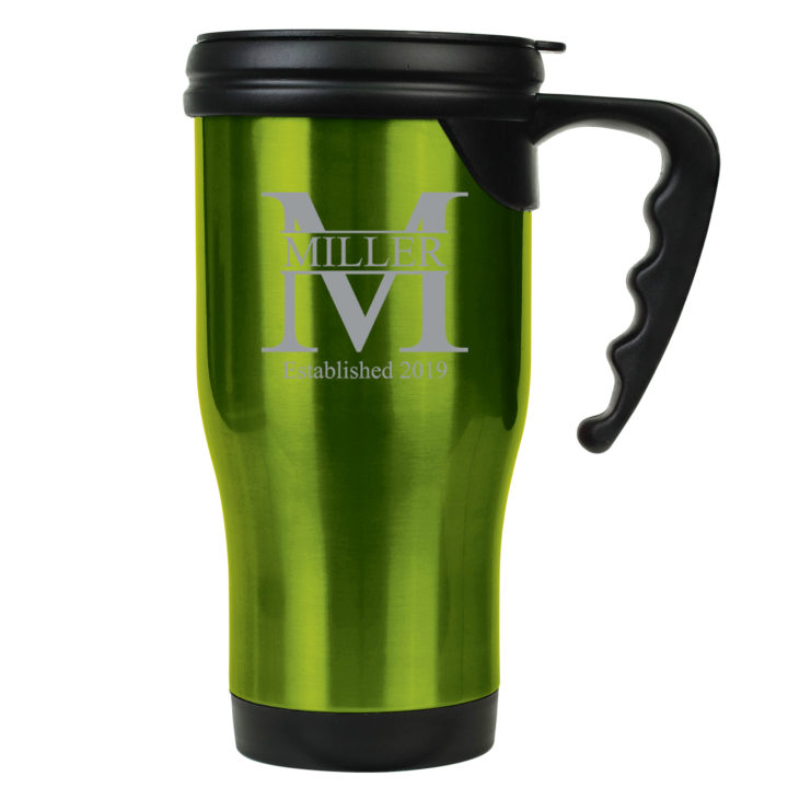 Personalized Split Monogram 16oz Travel Mug with Handle - Image 8