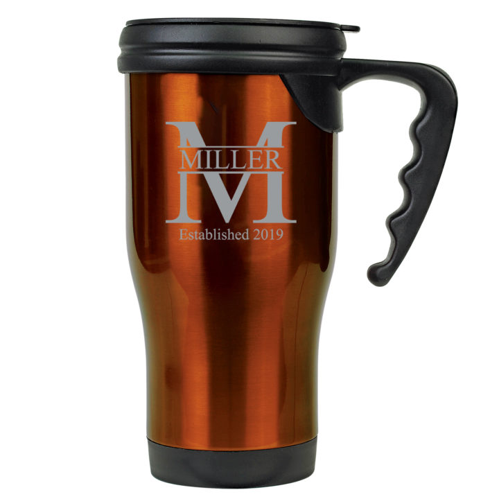 Personalized Split Monogram 16oz Travel Mug with Handle - Image 7