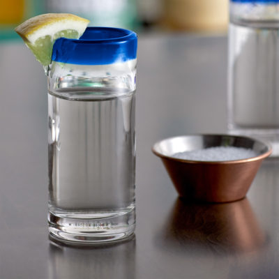 Blue Rim Shot Glass