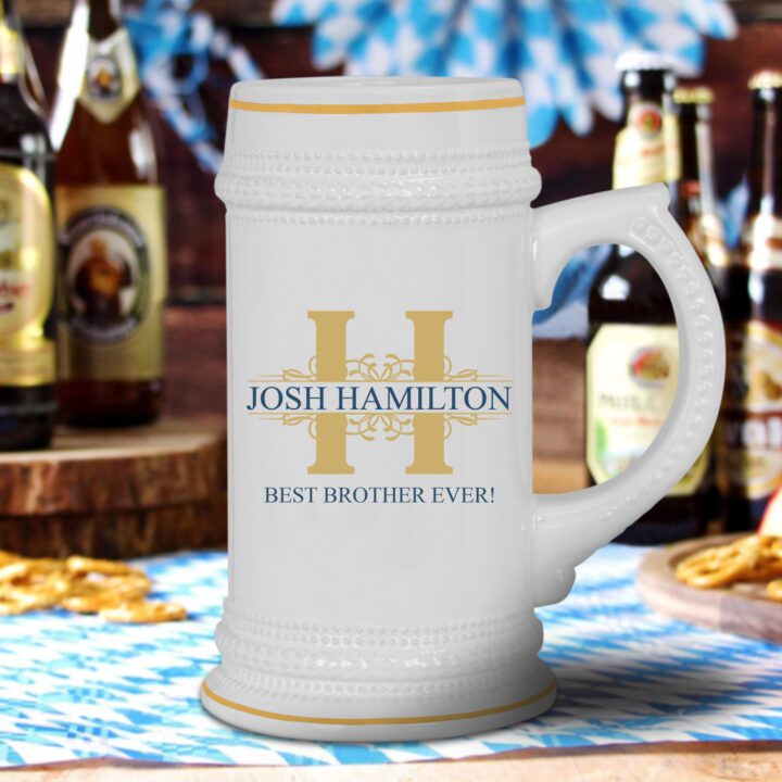 Personalized 18 oz. White Ceramic Stein