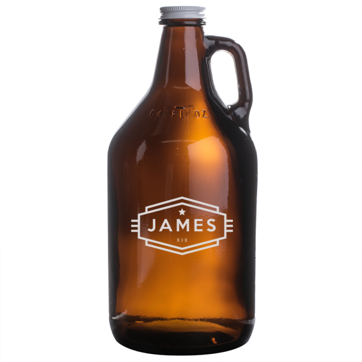 Personalized Etched 64oz Amber Beer Growler - Cadet - Image 2