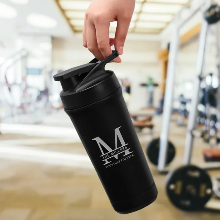 Personalized Split Letter Monogram 27 oz. Stainless Steel Protein Shaker