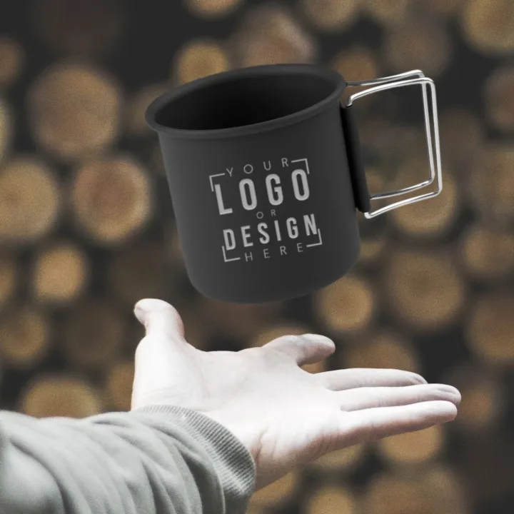 Personalized Aluminum Camping Cup With Folding Handle