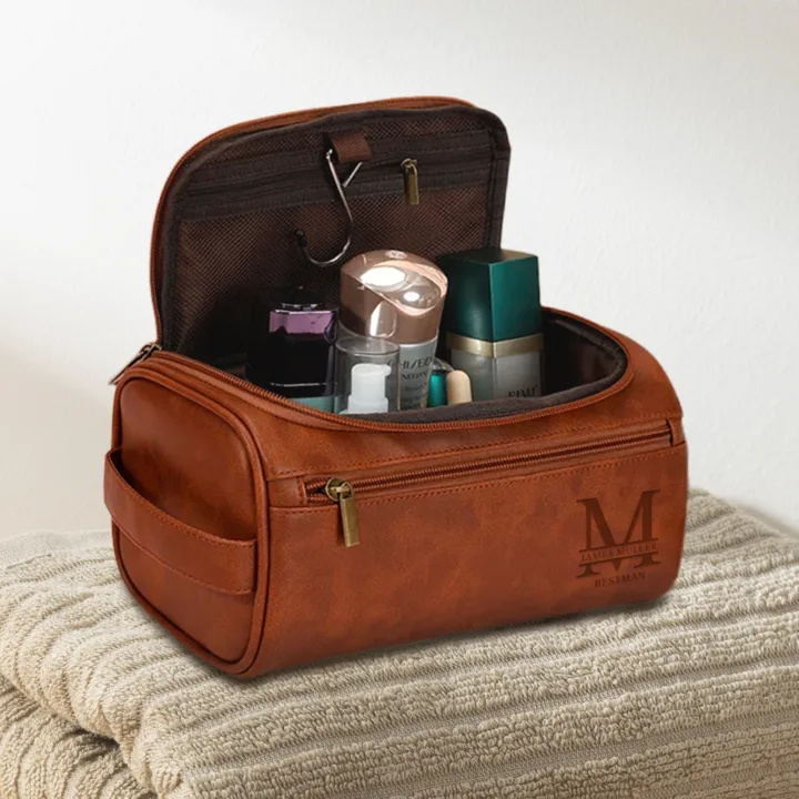 Personalized Split Letter Monogram Travel Toiletry Bag