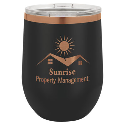 Personalized 12 oz. Ion-Plated Stemless Wine Tumbler with Lid