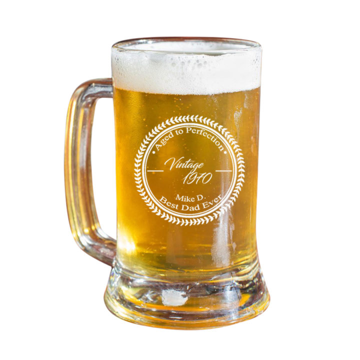 Vintage Leaf Personalized Beer Mug 16oz