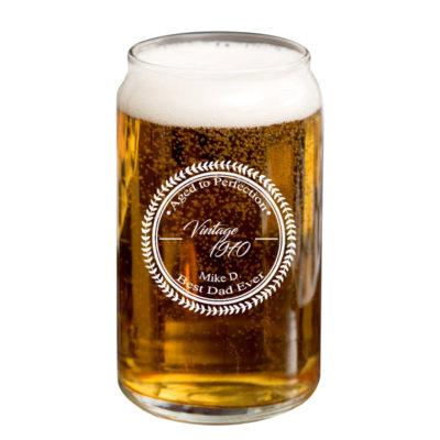Vintage Leaf Personalized Beer Can Glass