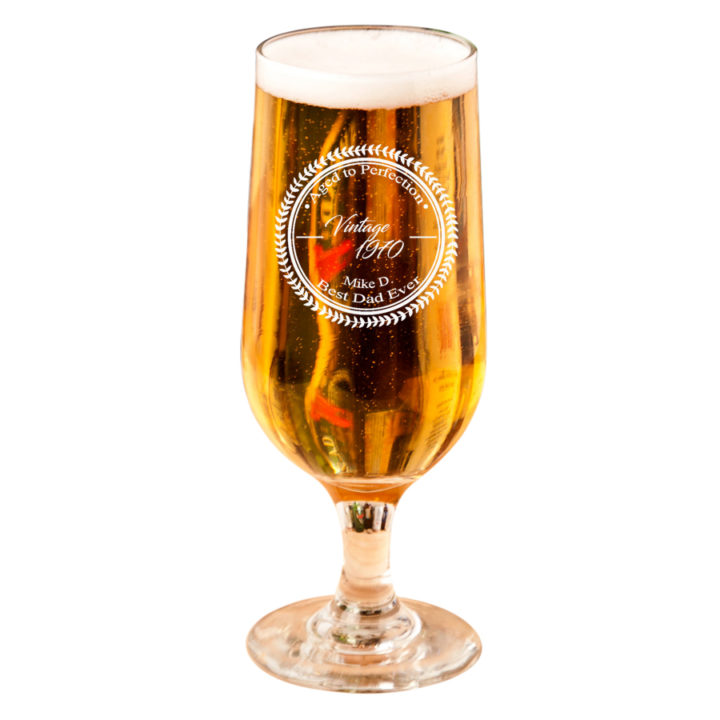 Vintage Leaf Personalized Beer Glass 12oz