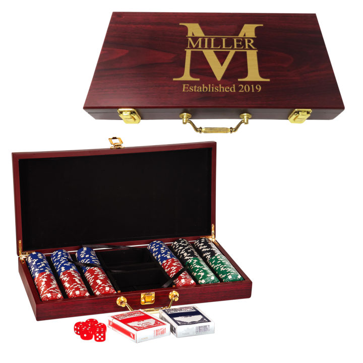 Personalized Monogram Rosewood Poker Set - Image 3