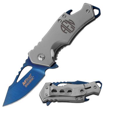 Personalized Round Monogram 5.75 Tactical Pocket Knife with Bottle Opener