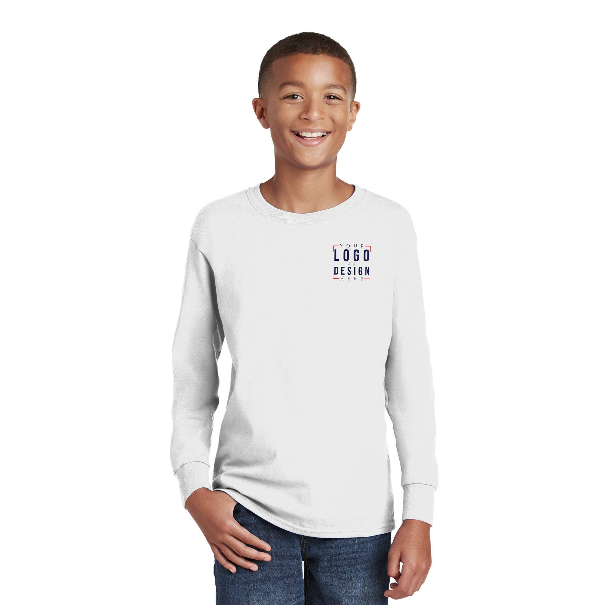 Gildan Youth Heavy Cotton 100% Cotton Long Sleeve T-Shirt.