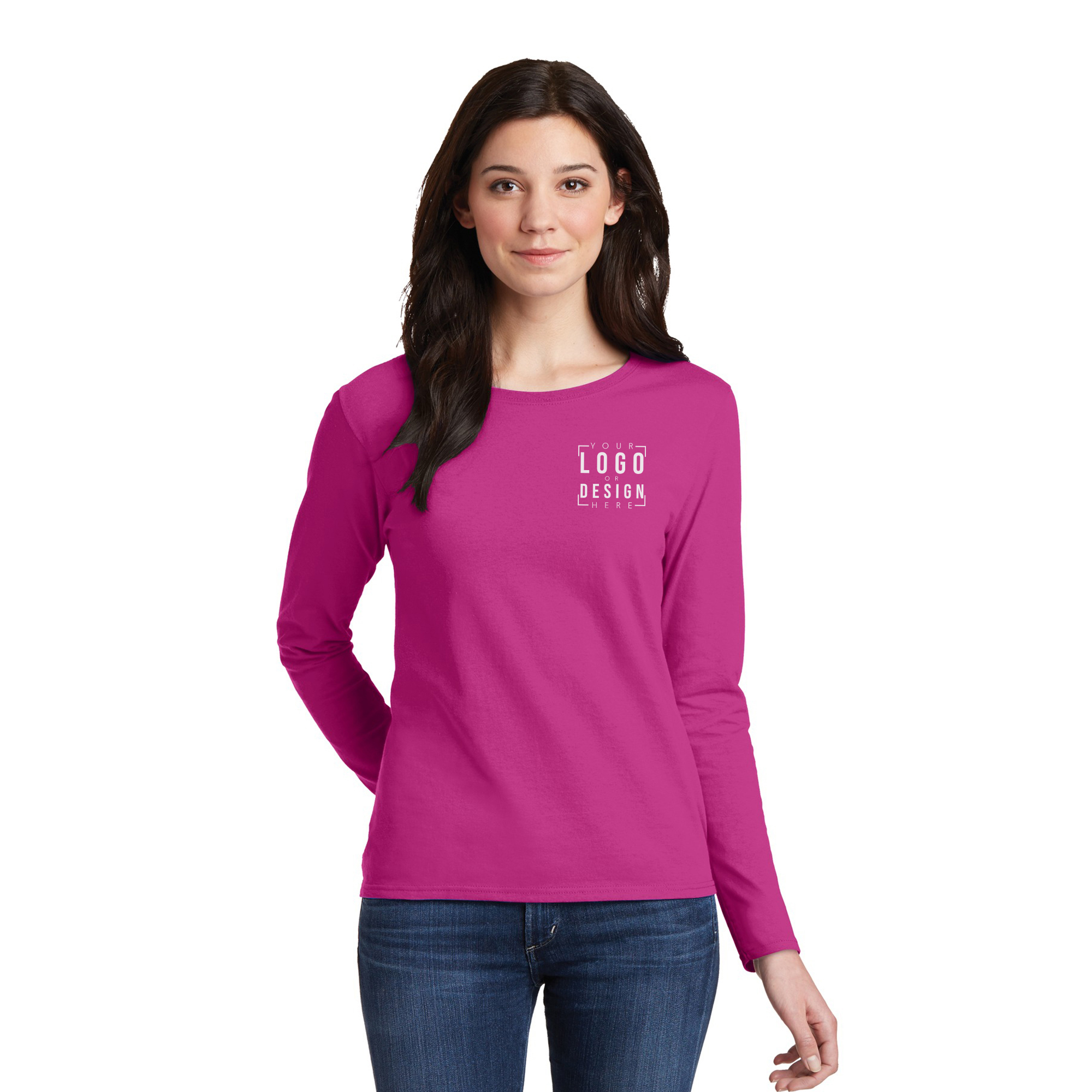 Gildan Ladies Heavy Cotton 100% Cotton Long Sleeve T-Shirt.