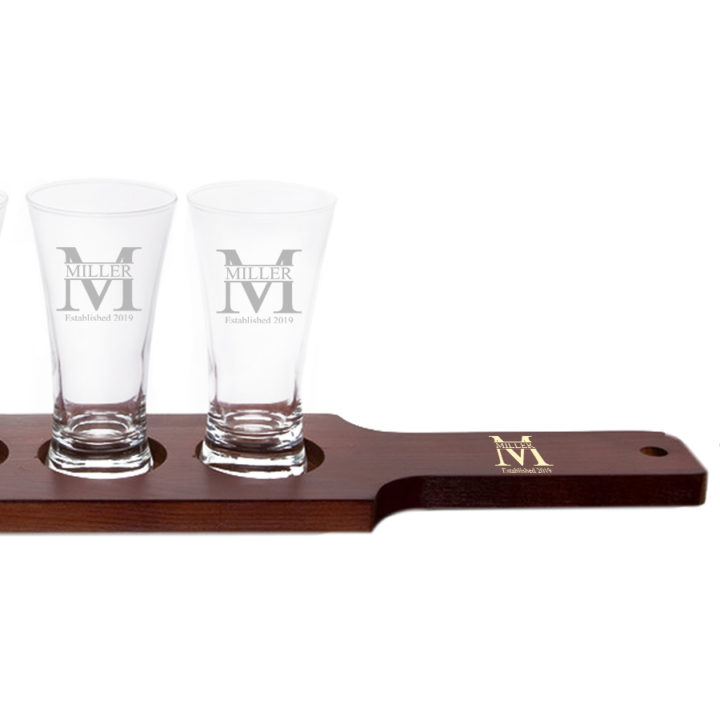 Personalized Sampler Paddle & Four 5.5oz Pilsner Tasting Glass - Image 3