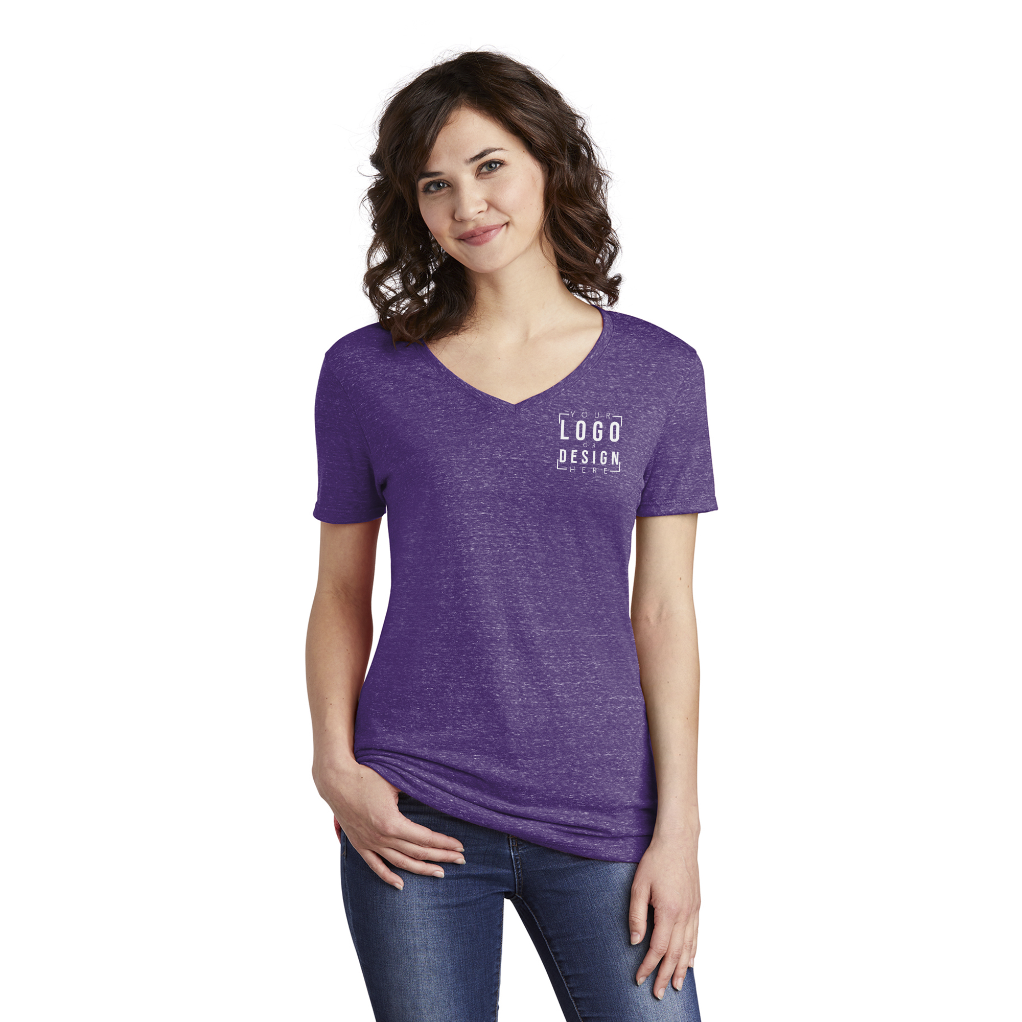 JERZEES Ladies Snow Heather Jersey V-Neck T-Shirt