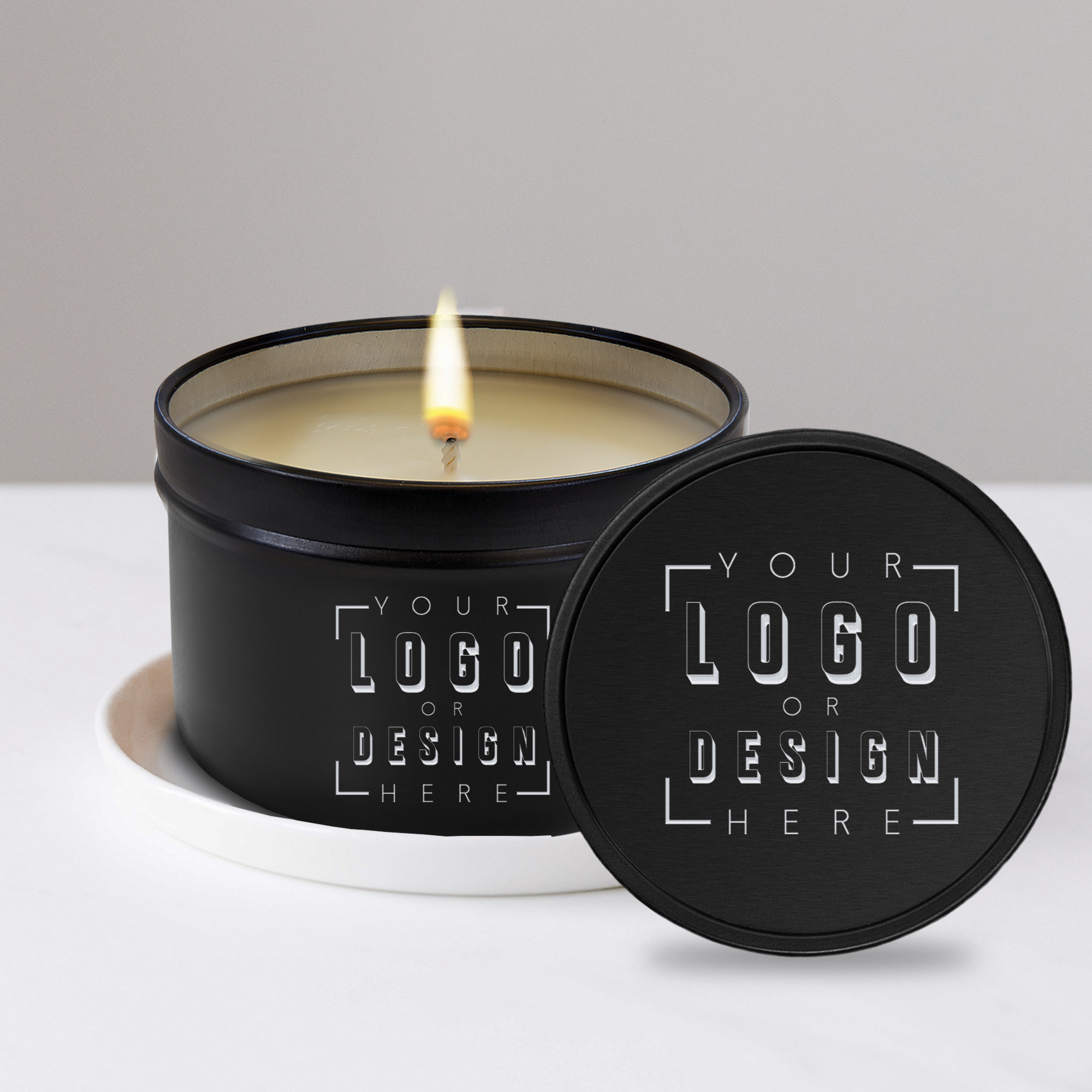 Personalized 8 oz. Candle in Black Metal Tin