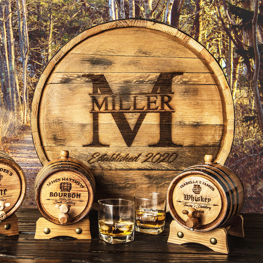 Personalized Authentic 200 Liters Oak Wood Barrel Head with Bands