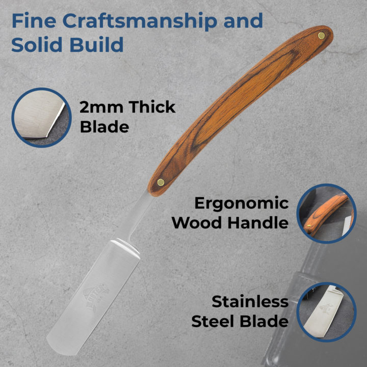 Personalized Line Monogram 9.5" Straight Edge Razor with Wood Handle - Image 2