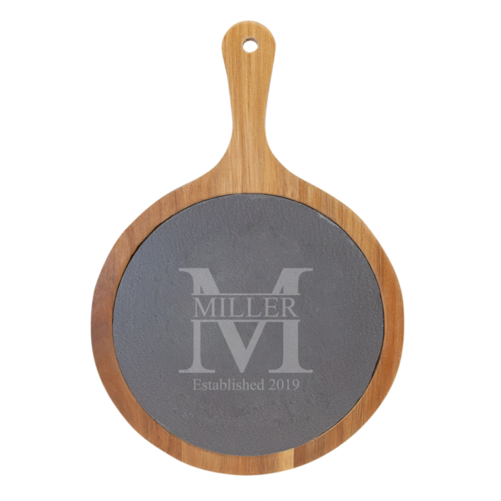 Personalized Miller Round Wood Slate Serving Board - Image 3