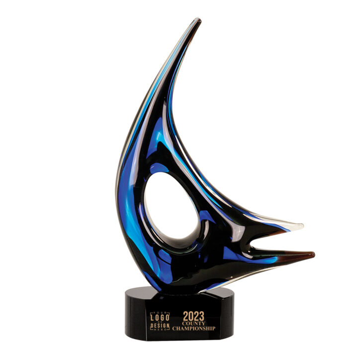 Personalized Blue Sail Art Glass Award - Image 3