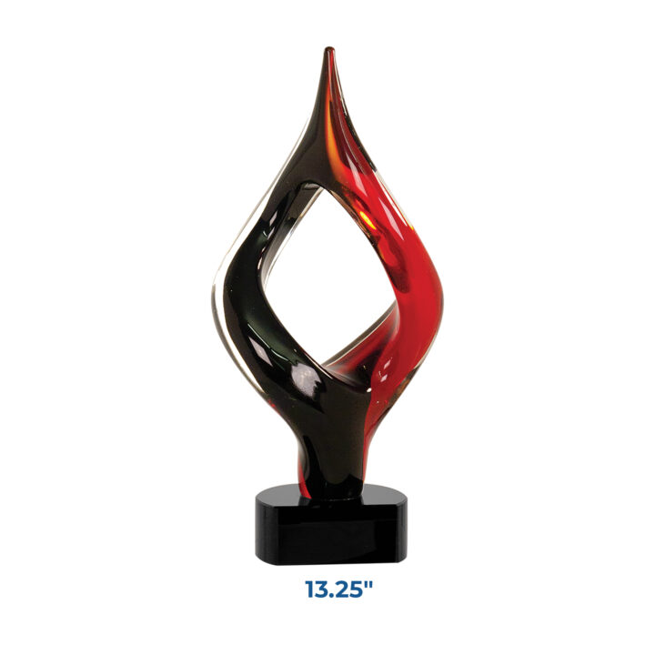Personalized Red & Black Twist Art Glass Award - Image 2
