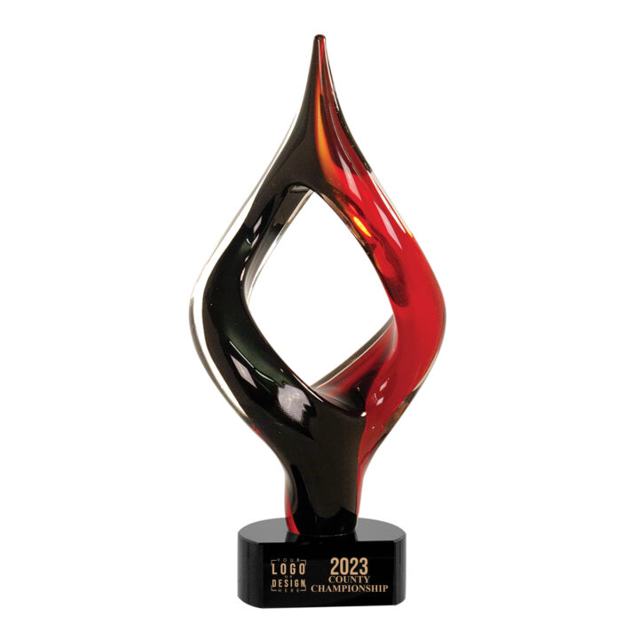 Personalized Red & Black Twist Art Glass Award - Image 3