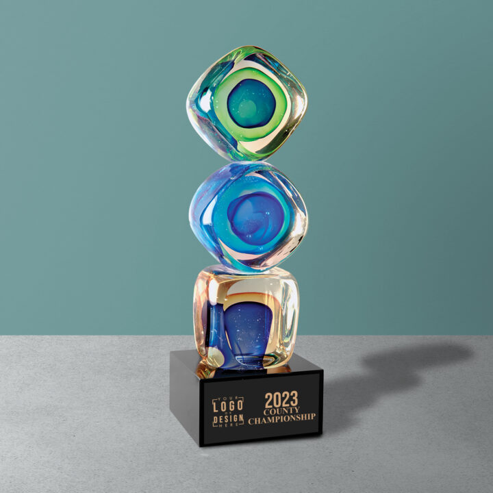 Personalized Stacked Blocks Art Glass Award