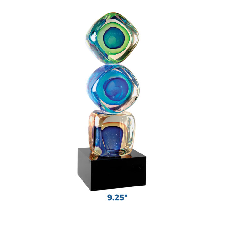 Personalized Stacked Blocks Art Glass Award - Image 2