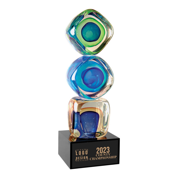 Personalized Stacked Blocks Art Glass Award - Image 3