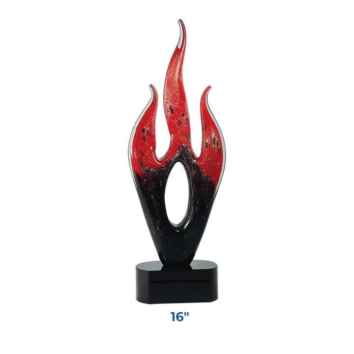 Personalized Red & Black Flame Art Glass Award - Image 2