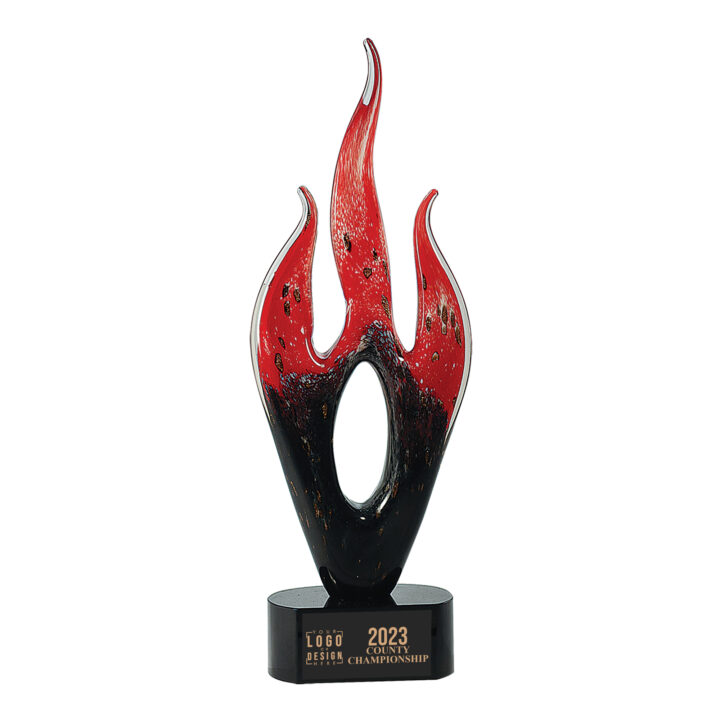 Personalized Red & Black Flame Art Glass Award - Image 3