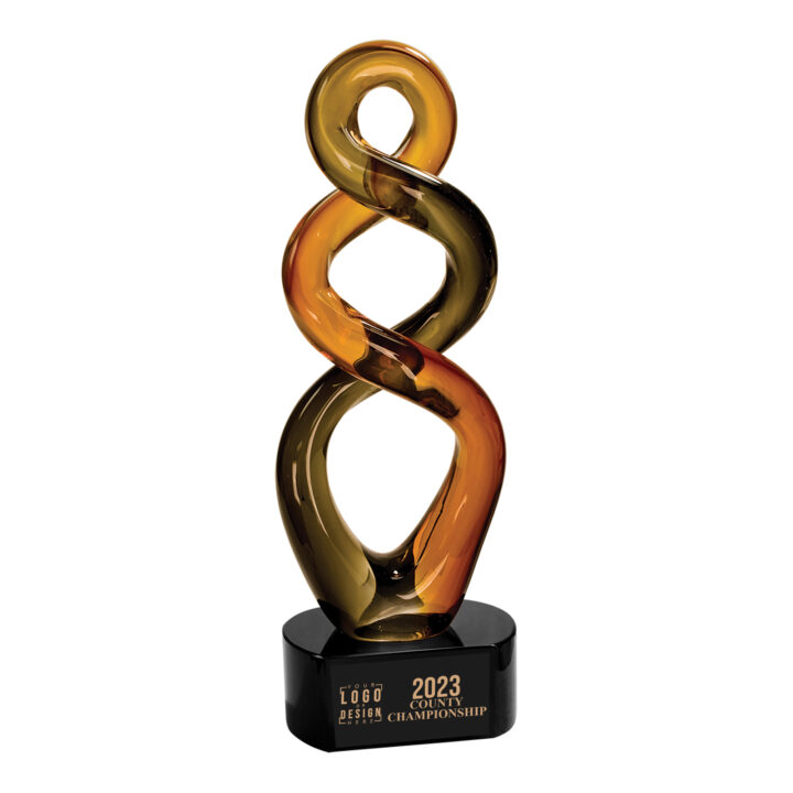 Personalized Brown Twist Art Glass Award - Image 3