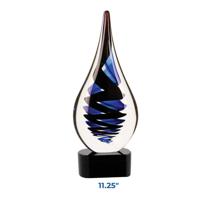 Personalized Black Twist Raindrop Art Glass Award - Image 2