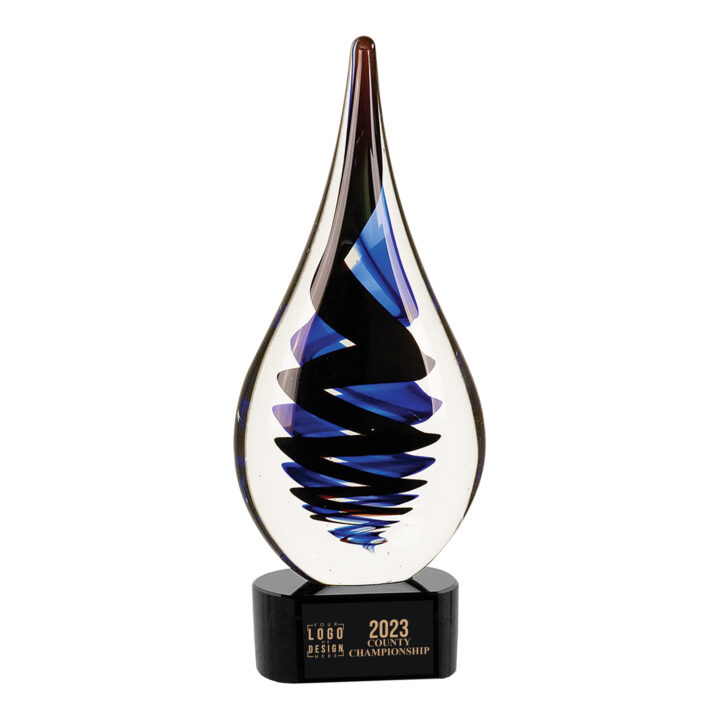 Personalized Black Twist Raindrop Art Glass Award - Image 3