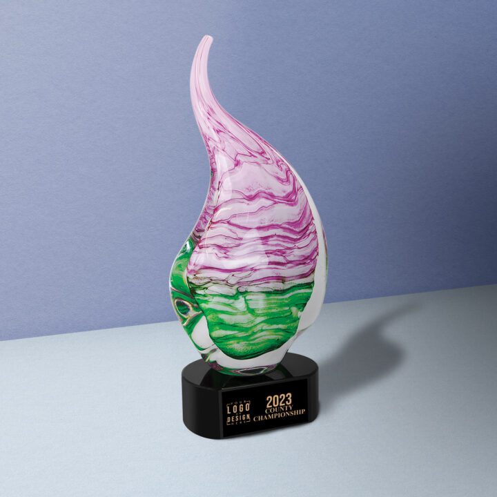 Personalized Pink/Green Art Glass Award