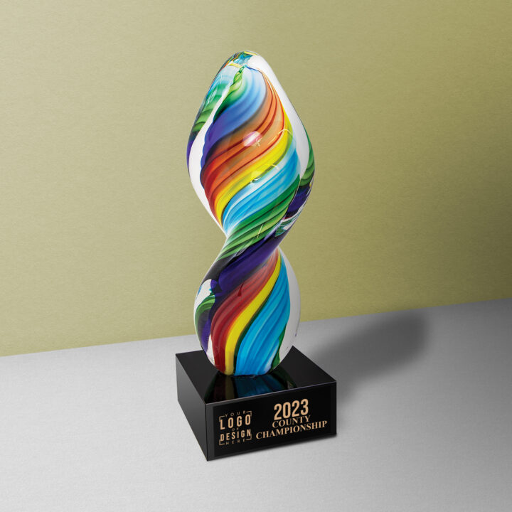Personalized Rainbow Twist Art Glass Award