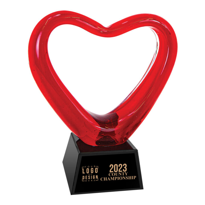 Personalized Red Heart Art Glass Award - Image 3