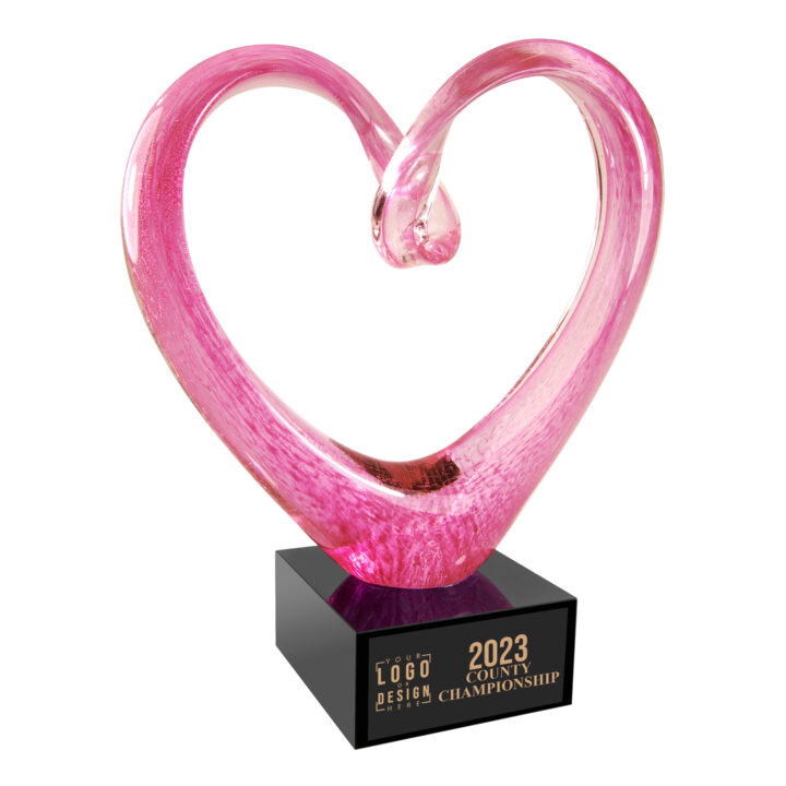 Personalized Pink Glass Heart Award - Image 3