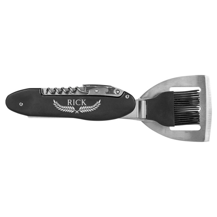 Five in One Black Personalized Grill Multi Tool Set - Laureate