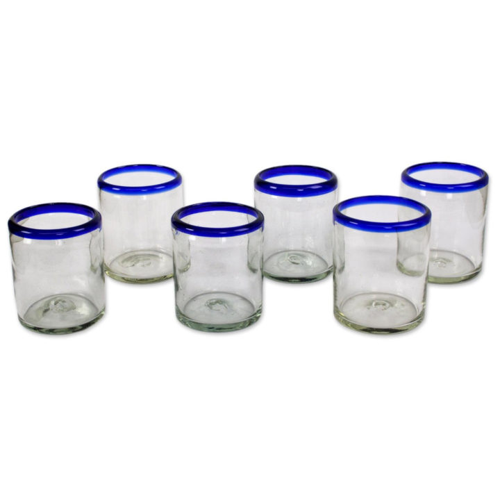 Blue Rim 12oz Glasses