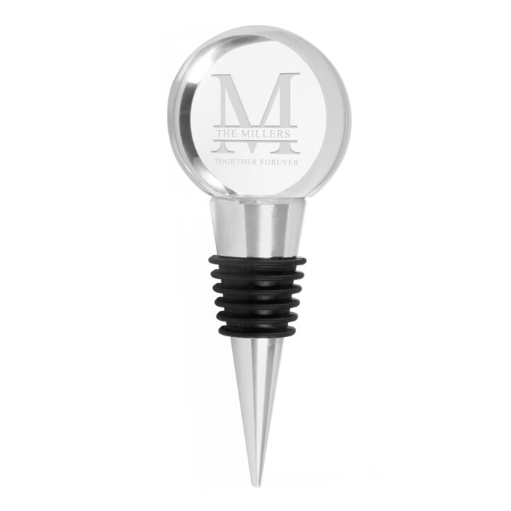 Custom Split Letter Monogram Crystal Wine Stopper