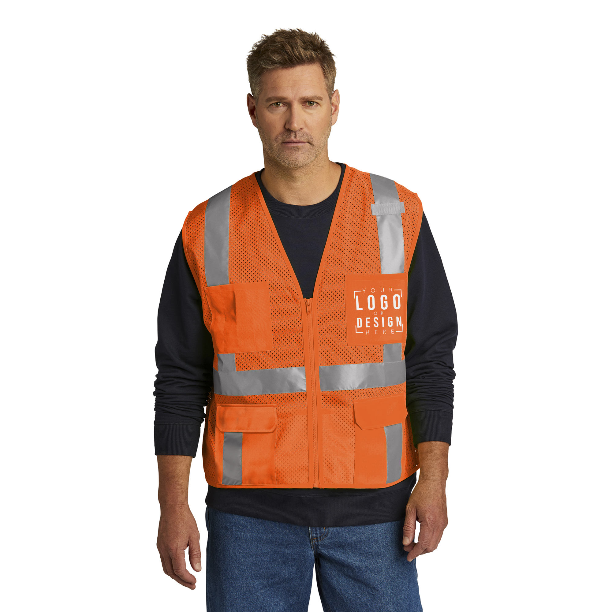 CornerStone ANSI 107 Class 2 Mesh Six-Pocket Zippered Vest.