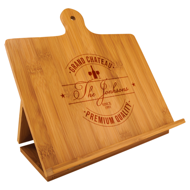 Personalized Chateau Bamboo Cookbook & Tablet Stand