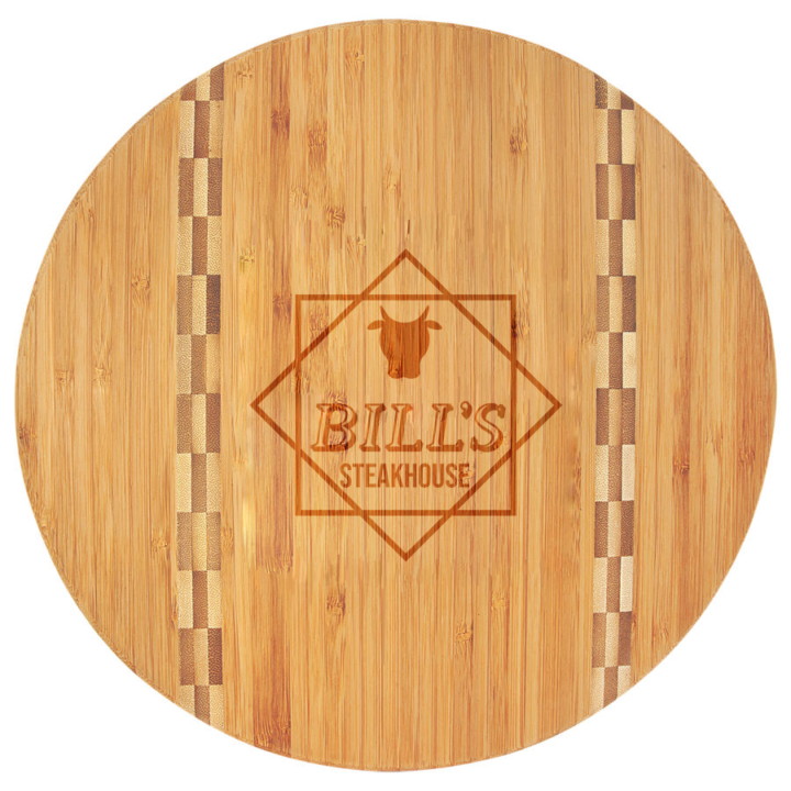 Round Personalized Steakhouse Bamboo Cutting Board