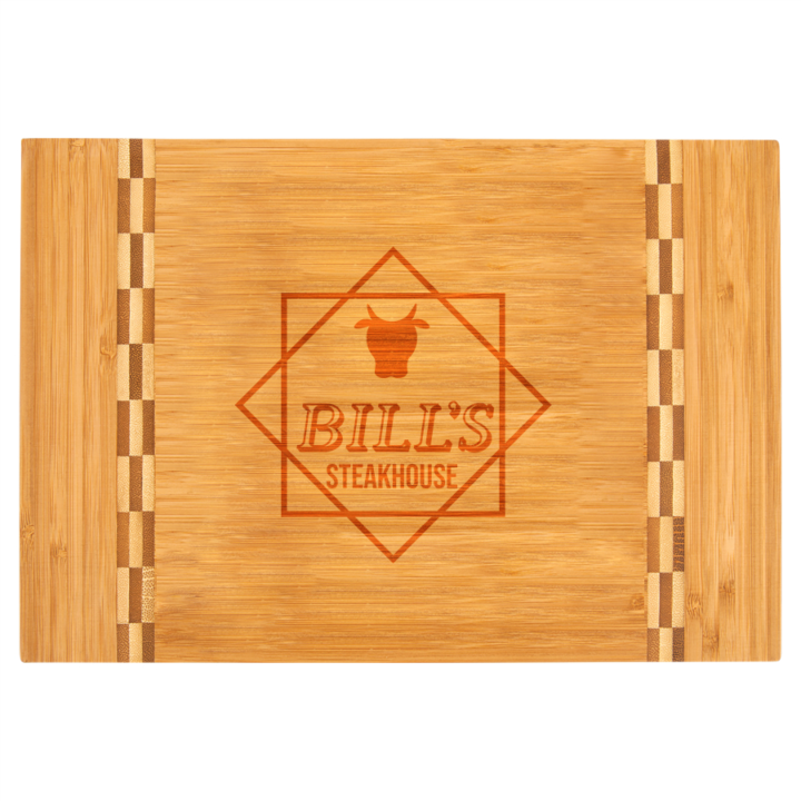Personalized Bamboo Cutting Board with Butcher Block Inlay - Steakhouse - Image 4
