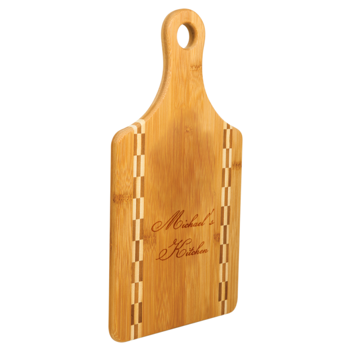 Personalized Bamboo Cutting Board with Butcher Block Inlay - Image 4