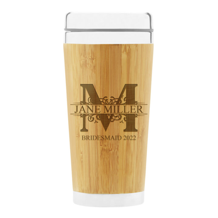Personalized Royal Monogram Bamboo Coffee Travel Mug